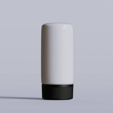 Beyaz plastik hap şişesi. Eczane modeli. 3d resimlendirme