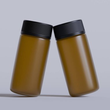 Gerçekçi Haplar Kahverengi Şişe Model 3D Çizim