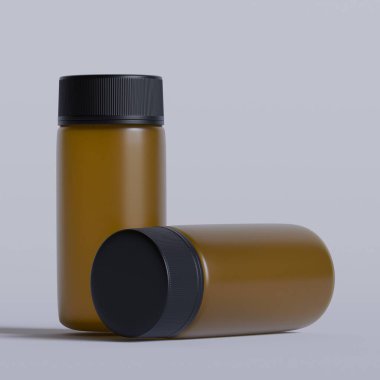 Gerçekçi Haplar Kahverengi Şişe Model 3D Çizim
