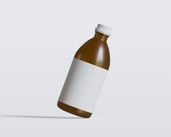Ιατρικό Γυάλινο Μπουκάλι Φιάλη Από Καφέ Γυαλί Λευκό Καπάκι Που Εικόνα Αρχείου