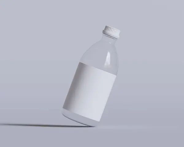Ιατρικό Γυάλινο Μπουκάλι Φιάλη Φαρμακευτικής Από Διαφανές Γυαλί Λευκό Καπάκι Φωτογραφία Αρχείου