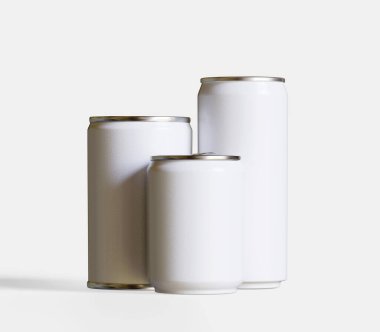 Beyaz arkaplan üzerinde beyaz renk ve metal kaplama gazoz kutusu gerçekçi dokular için 3B oluşturur