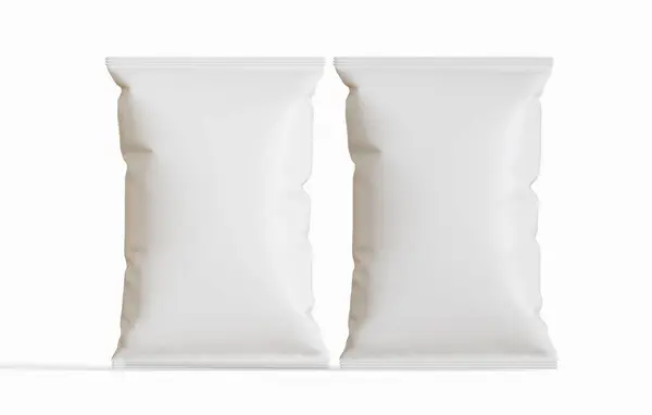 Упаковка Закусок Белого Цвета Реалистичная Текстура Трехмерная Иллюстрация Лицензионные Стоковые Изображения