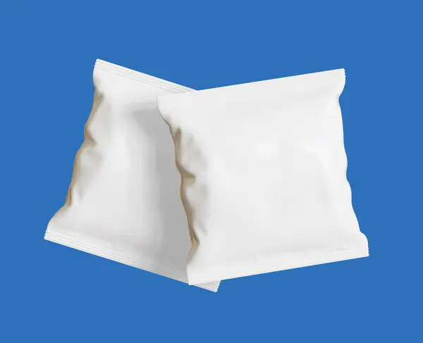 Snack packet packaging white color on blue background