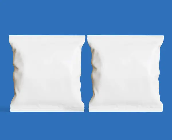 Упаковка Закусок Белого Цвета Синем Фоне Стоковое Изображение