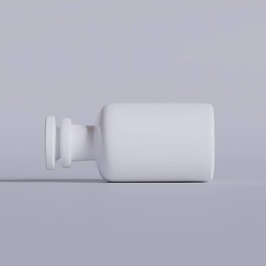 Kozmetik ürünleri için kehribar cam şişeleri, doğal ilaçlar, gerekli yağlar veya gri arka planda izole edilmiş diğer sıvılar.