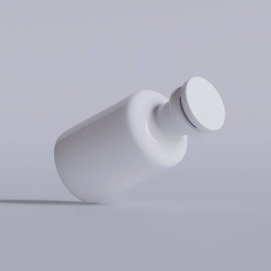 Kozmetik ürünleri için kehribar cam şişeleri, doğal ilaçlar, gerekli yağlar veya gri arka planda izole edilmiş diğer sıvılar.