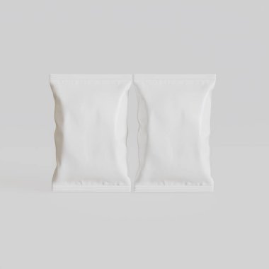 Patates kızartması ve benzeri şeyler için gerçekçi atıştırmalıklar. beyaz arkaplan üzerindeki beyaz renk 3 boyutlu resimleme