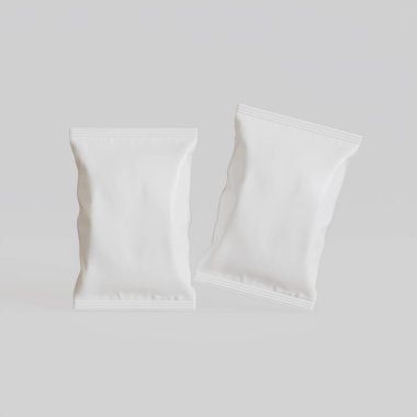 Patates kızartması ve benzeri şeyler için gerçekçi atıştırmalıklar. beyaz arkaplan üzerindeki beyaz renk 3 boyutlu resimleme