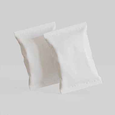 Patates kızartması ve benzeri şeyler için gerçekçi atıştırmalıklar. beyaz arkaplan üzerindeki beyaz renk 3 boyutlu resimleme