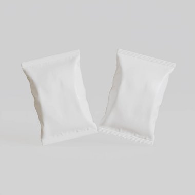 Patates kızartması ve benzeri şeyler için gerçekçi atıştırmalıklar. beyaz arkaplan üzerindeki beyaz renk 3 boyutlu resimleme