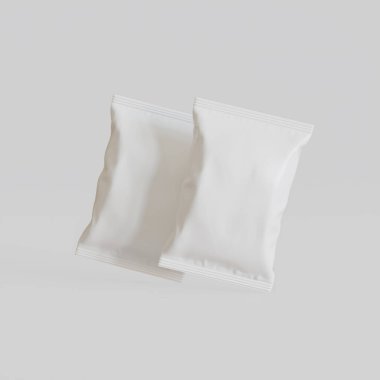 Patates kızartması ve benzeri şeyler için gerçekçi atıştırmalıklar. beyaz arkaplan üzerindeki beyaz renk 3 boyutlu resimleme