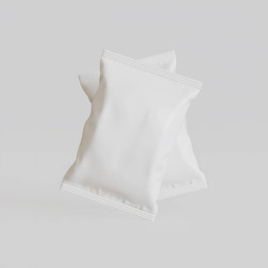 Patates kızartması ve benzeri şeyler için gerçekçi atıştırmalıklar. beyaz arkaplan üzerindeki beyaz renk 3 boyutlu resimleme