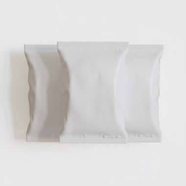 Patates kızartması ve benzeri şeyler için gerçekçi atıştırmalıklar. beyaz arkaplan üzerindeki beyaz renk 3 boyutlu resimleme