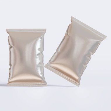 Parlak desenli gerçekçi çip paketlemesi, beyaz arkaplanda folyo malzemesi