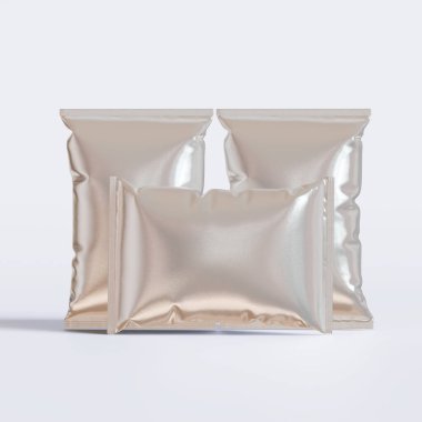 Parlak desenli gerçekçi çip paketlemesi, beyaz arkaplanda folyo malzemesi