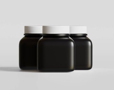 Kare hap veya takviye şişesi Siyah ve beyaz başlık