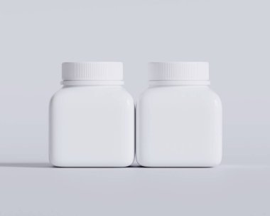 Kare hap ya da takviye şişesi beyaz renk 3D çizim