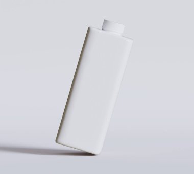 İçecek suyu, süt ambalajı için beyaz plastik ya da karton şablon. 3B illüstrasyon