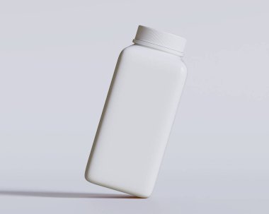 Gri arkaplanda boş kare beyaz renk 3D çizim