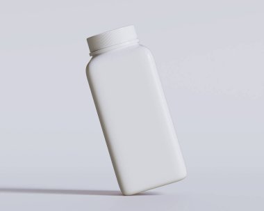 Gri arkaplanda boş kare beyaz renk 3D çizim