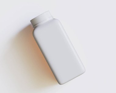 Gri arkaplanda boş kare beyaz renk 3D çizim