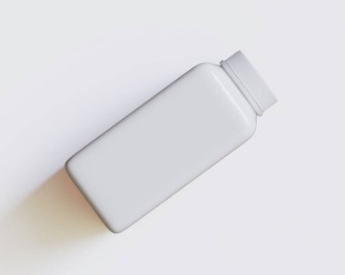 Gri arkaplanda boş kare beyaz renk 3D çizim