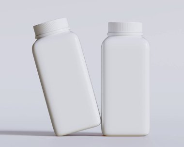 Gri arkaplanda boş kare beyaz renk 3D çizim