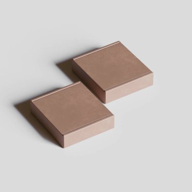 Boş mukavva kutu kahverengi renk 3D resimleme gri arkaplan üzerinde