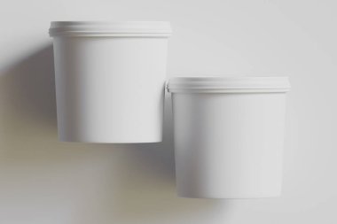 Dondurma ya da Bisküvi ambalaj kabı beyaz renk gri arkaplan 3D illüstrasyon