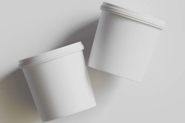 Dondurma ya da Bisküvi ambalaj kabı beyaz renk gri arkaplan 3D illüstrasyon