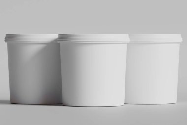 Dondurma ya da Bisküvi ambalaj kabı beyaz renk gri arkaplan 3D illüstrasyon