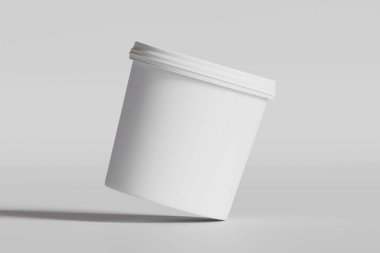 Dondurma ya da Bisküvi ambalaj kabı beyaz renk gri arkaplan 3D illüstrasyon