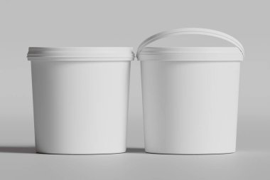 Dondurma ya da Bisküvi ambalaj kabı beyaz renk gri arkaplan 3D illüstrasyon