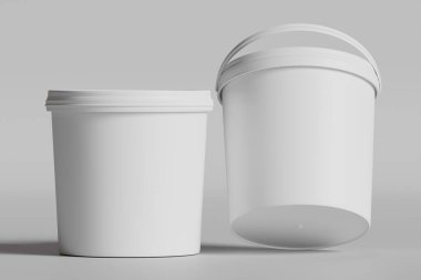 Dondurma ya da Bisküvi ambalaj kabı beyaz renk gri arkaplan 3D illüstrasyon