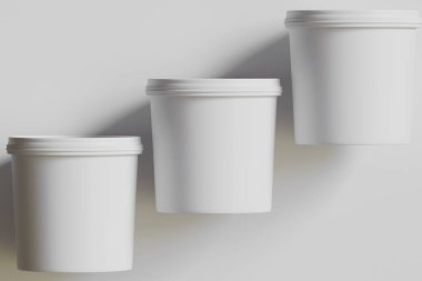 Dondurma ya da Bisküvi ambalaj kabı beyaz renk gri arkaplan 3D illüstrasyon