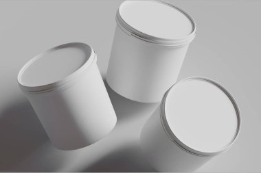 Dondurma ya da Bisküvi ambalaj kabı beyaz renk gri arkaplan 3D illüstrasyon