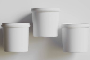 Dondurma ya da Bisküvi ambalaj kabı beyaz renk gri arkaplan 3D illüstrasyon