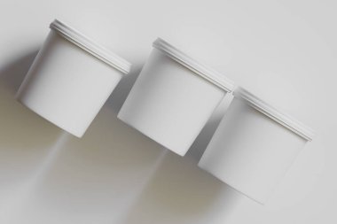 Dondurma ya da Bisküvi ambalaj kabı beyaz renk gri arkaplan 3D illüstrasyon