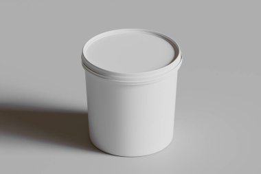 Dondurma ya da Bisküvi ambalaj kabı beyaz renk gri arkaplan 3D illüstrasyon