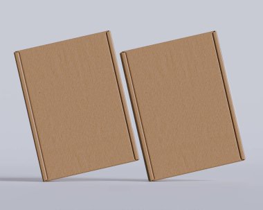 Kahverengi karton kutular hediye 3D resimleme
