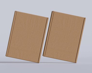 Kahverengi karton kutular hediye 3D resimleme