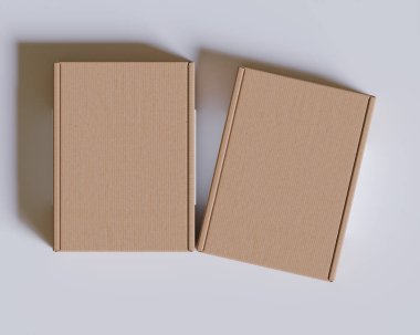 Kahverengi karton kutular hediye 3D resimleme