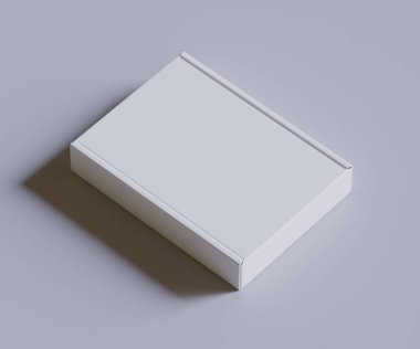 Karton kutu beyaz renk 3D çizim çizimi