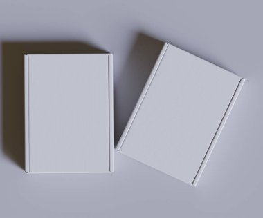 Karton kutu beyaz renk 3D çizim çizimi