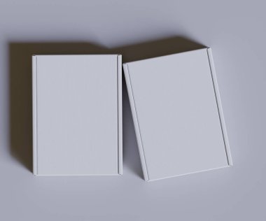 Karton kutu beyaz renk 3D çizim çizimi