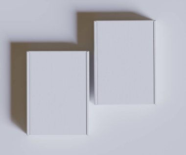 Karton kutu beyaz renk 3D çizim çizimi