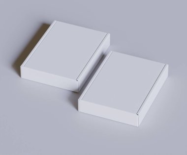 Karton kutu beyaz renk 3D çizim çizimi