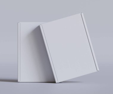 Karton kutu beyaz renk 3D çizim çizimi