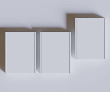 Karton kutu beyaz renk 3D çizim çizimi